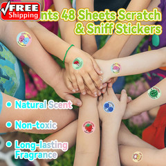 Scratch and Sniff Stickers, 1152 Pieces Fruits and Foods Smelly Stickers, 12 Dif