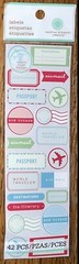 2 Shts Martha Stewart World Traveler Labels Passport Airplane Bon Voyage Airmail