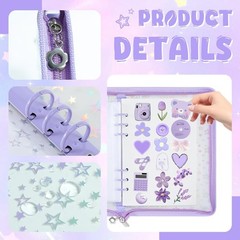 Sticker Storage Organizer – Stylish A5 Binder with 70 Pocket Design in Purple