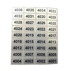 Black on Silver Labels, Consecutive Sequential Numbering Stickers 1000
