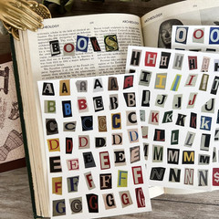 181Pcs / 4 Sheets English Alphabet Number Symbol Label Sticker Pack Vintage Scra