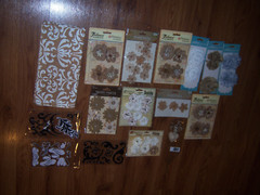 NW 16pks FLORAL CANVAS BURLAP FLORAL STICKERS SHADOW BOX SCRAP BOOK CRAFT OTHER