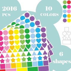 2016 PCS Colored Shape Stickers 10 Colors 6 Shape Dot Stickers Color Coding L…