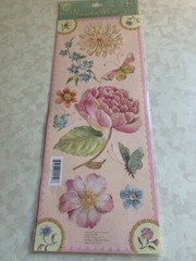 K&COMPANY BRENDA WALTON EMBOSSED STICKERS GLITTER SOMERSET FLORALS & CORNERS 14P