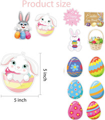Happy Easter Bunny Themed Stickers 320 Pcs Happy Easter Stickers Decals – 1.5 In