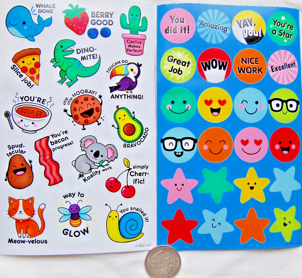 AGC Stickers set 2 smiley funny star puns koala snail bacon reward whale pizza