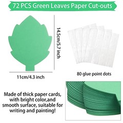 72Pcs Leaf Cutouts Paper Die Cuts Leaves Shape Cut-Outs Fall Leaf Green Leaves