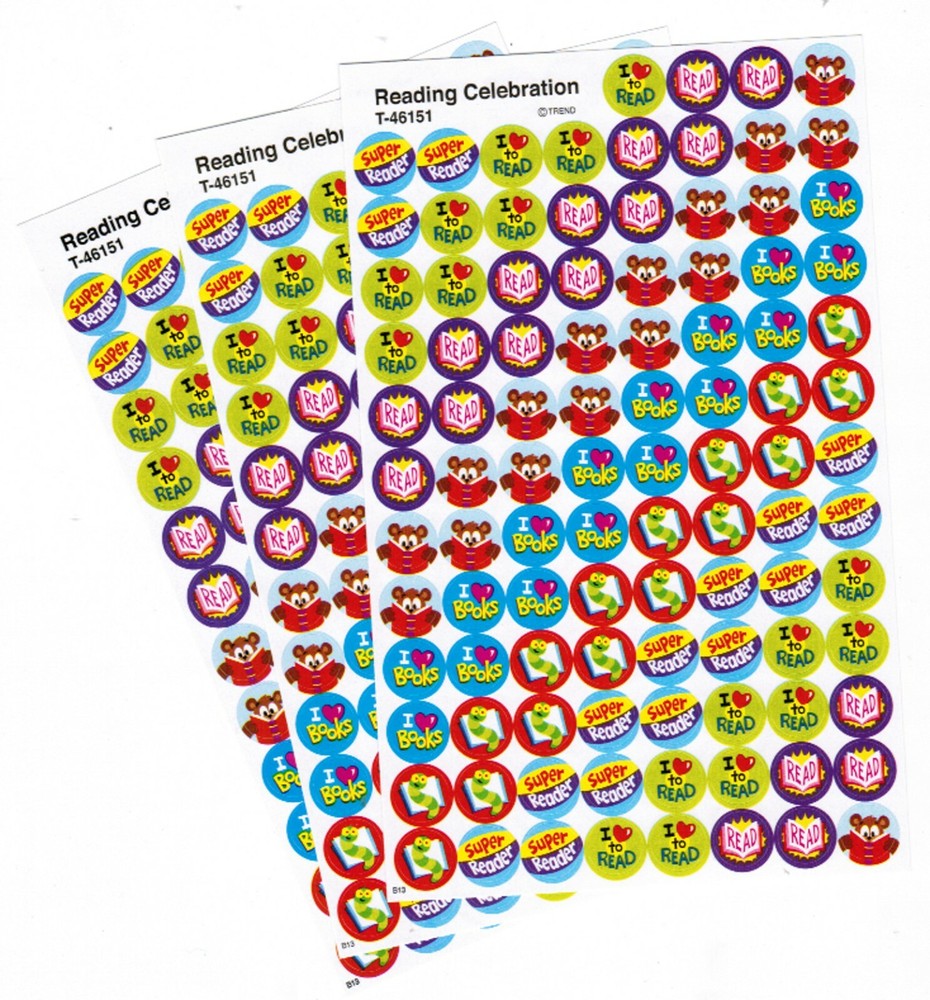 3 Sheets READING 300 Scrapbook Stickers!! I Love Books READ Bookworm