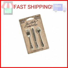 Tim Holtz Idea-ology Silverware Adornments 9/Pack, 2.5 Inch Tall Each, Antique N