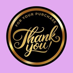 1.5in Gold Black Thank You Stickers Waterproof Vinyl for Small Business