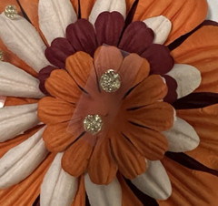 Flower Petals, Maroon, Orange & Ivory with Rhinestone Embelishment (B37)