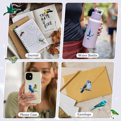 40PCS Bird Stickers, Bird Stickers Waterproof for Scrapbook Journal Laptop Gift