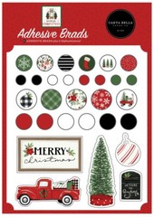 1 Pack of Carta Bella Paper HOME FOR CHRISTMAS Adhesive Decorative Brads