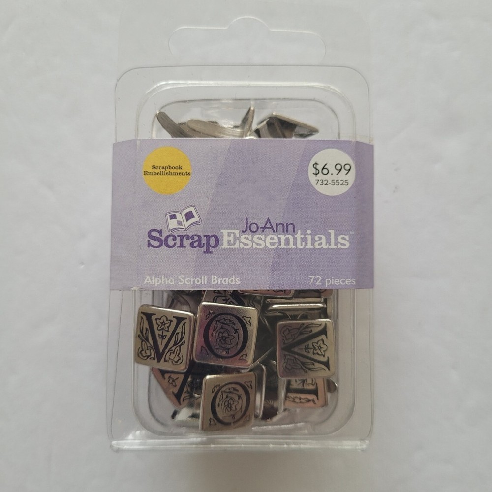 JoAnn Scrap Essentials Alpha Scroll Brads 72pcs 14161