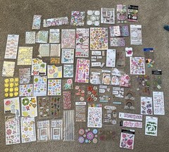 Large Lot of Pop Up Stickers, Rubbing, Flat, Diecuts, Scrapbooking Variety