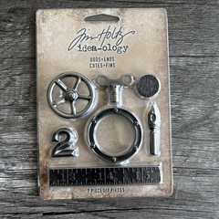 Tim Holtz Idea-ology Lot Label Tape Faucet Knobs Odds Ends Assemblage Chain New