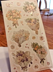 Stickii Sticker Sheet- Gold Foil Accent Floral Bouquet- 3.5 x 6.5 Sheet