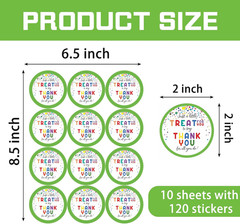 120PCS Thank You Stickers – 2 Inch Round Colorful Self-Adhesive Appreciation Lab