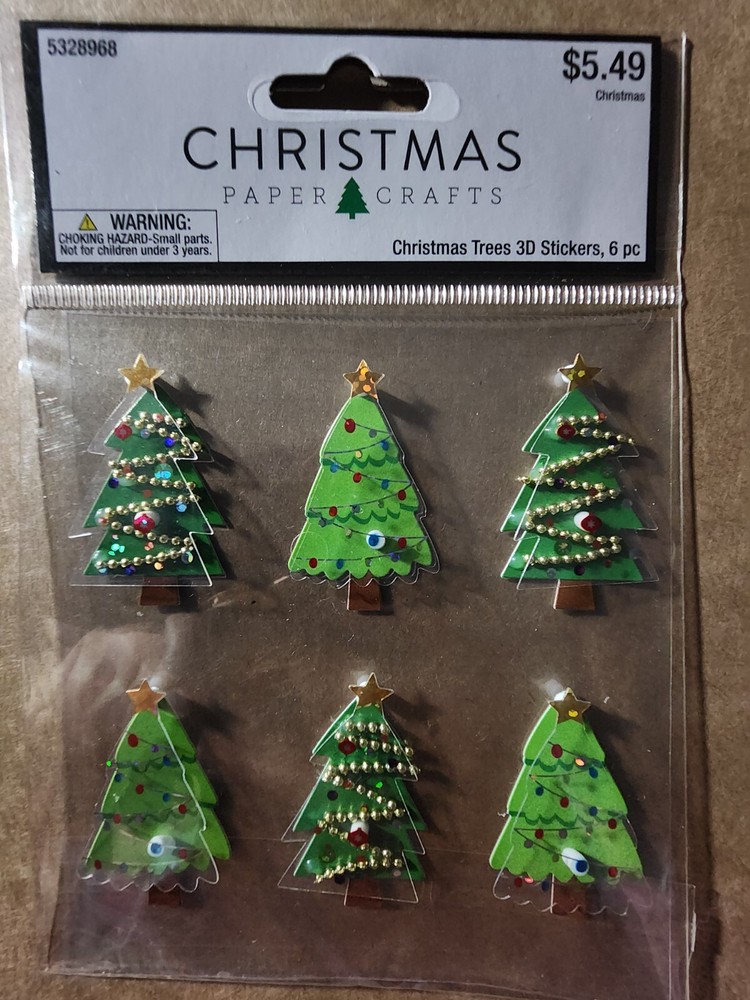 Christmas Trees 3D Stickers – 6 PC- Christmas Paper Crafts