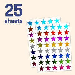 8 Colors, 1000 Pack, Foil Star Metallic Stickers, 0.6″ Diameter
