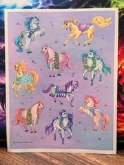 Rare Vintage Hallmark Cards Fancy Carousel Horse Show Pony Sticker Sheet