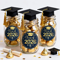 Class of 2026 Graduation Stickers – 60 Self-Adhesive Cap Seal Labels