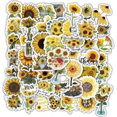 100 Pcs Random Inspirational Sunflower Vinyl Waterproof Stickers