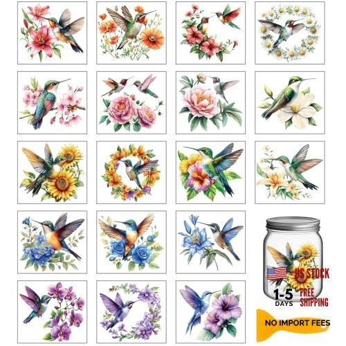 18 Sheets and Flowers Rub on Transfers for Crafts Peonies Florals Hummingbirds