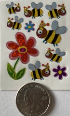 YELLOW/BLACK BUMBLEBEE Prismatic Stickers(10pc)Flying•Bug•Insect•Flowers •Garden