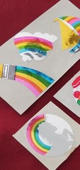 RARE Vintage Mylar Foil Rainbow, Unicorn, Paint Brush,Strawberry Stickers