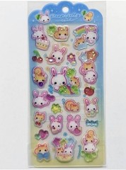 Kamio Japan Kawaii Fluffy Rabbit Puffy Sticker Sheet