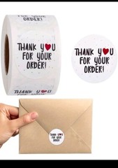 Set Of 2 Rolls Of 500 Stickers Each With The Thank You Logo