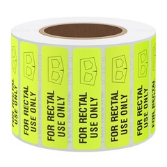 Rectal Use Only Stickers Fluorescent Yellow 1.5 x 0.375 Inch 500 Roll Prank