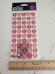 Sticko Autocollant Dimensional 50 PC Red/Pink Love Hearts w/Gems Scrapbooking
