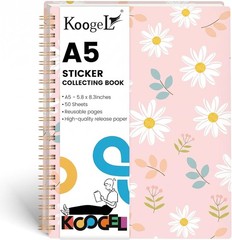 Koogel Reusable Sticker Book A5 Album Organizer 50 Sheets 100 Pages Storage