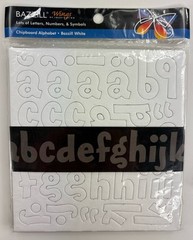 Bazzill Basics 2 Chipboard Alphabets with Numbers Bazzill White and Black Op