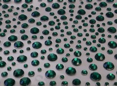 CraftbuddyUS 325pcs Green Self Adhesive Rhinestone Gems Craft, 2mm to 5mm Gems