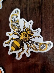 STICKERS x 5 Honey Bee Happy Apiculture Beehive Cartoon Large Sticker BEE6