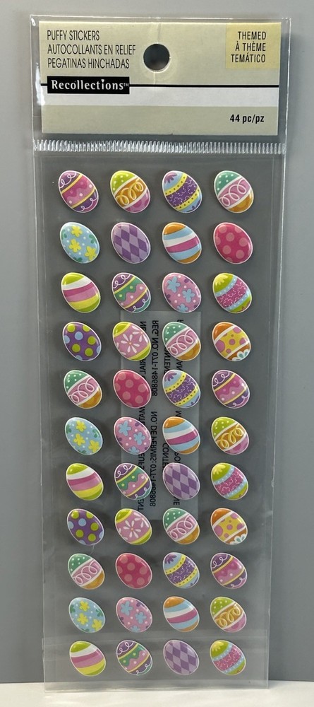 Recollections COLORFUL EASTER EGGS Puffy Stickers 44 Stickers
