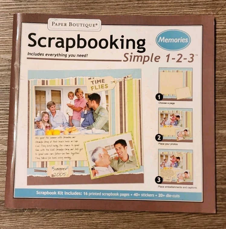 New Paper Boutique Scrapbooking Kit MEMORIES 16 Pages, 40 Stickers & 20 Die-Cuts