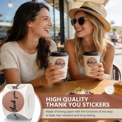 500 Pcs Thank You Stickers Roll, Morandi Boho 6 Colors with Bold Font, 1.5 In…