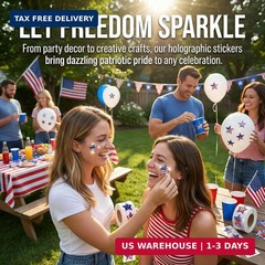 500 PCS Sparkly Bling Patriotic Star Stickers, 1.5″ Waterproof American Flag Dec