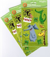 3 NEW packs Fun Animals Stickers Monkey Alligator Elephant Frog Giraffe 6 sheets