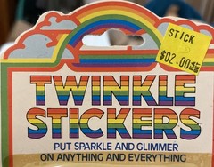 NOS Vintage 80s Prismatic Twinkle Stickers Parrots Sparkle Glimmer sheet white
