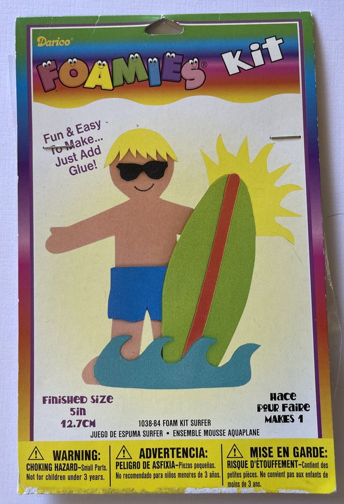 SURFER BOY Foamies Kit (7pc) Darice•Surfboard•Waves•Beach •Ocean•Vacation•Water•