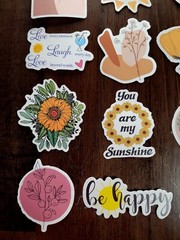 STICKERS x 12 Positive Affirmation Happy You are My Sunshine Palm Flowers 23Y2