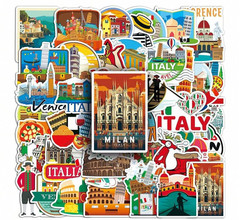 50 PCS Itanly Travel World Stickers Italian City Landmark Vacation Waterproof