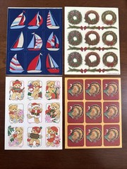 Vintage 80’s Gibson Greetings GGI Brand 4 X STICKERS SHEET Boats Holidays RARE