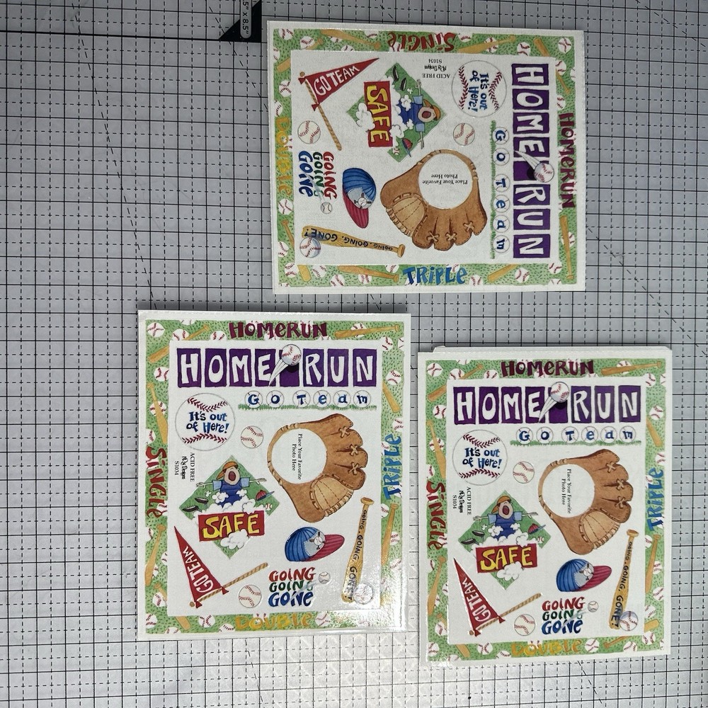 NRN Designs BASEBALL Frame Sports- Scrapbook Stickers 3 Sheets