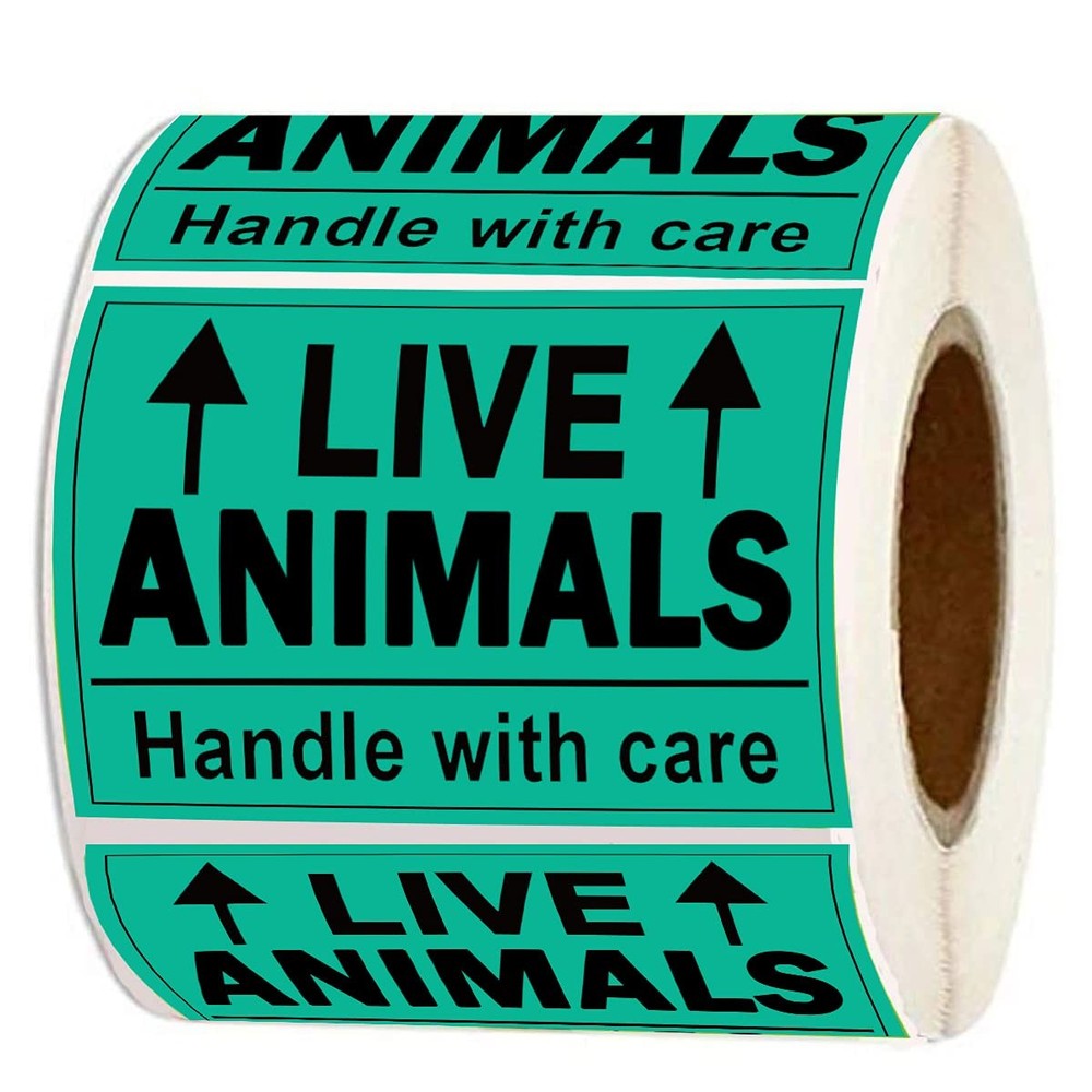 Remarkable Live Animals Please Handle with Care Stickers,2 X 3 Inch Fluorescent